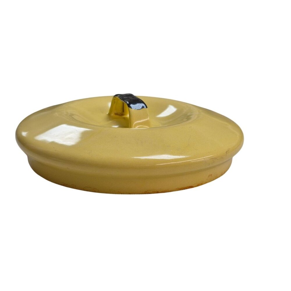 Yellow Enamelware Replacement Lid With Black Handle Rustic Farmhouse Style 10-In